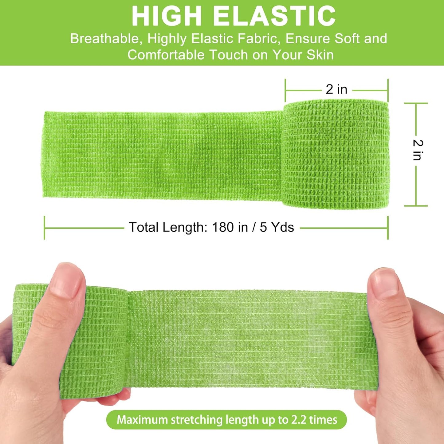 48 Pack Self Adhesive Bandage Wrap, 2” x 5 Yards Cohesive Medical Tape Elastic Grip Tape Black Sports Tape Athletic for Ankle, Wrist Sprains, Pet First Aid (Multi-Color)