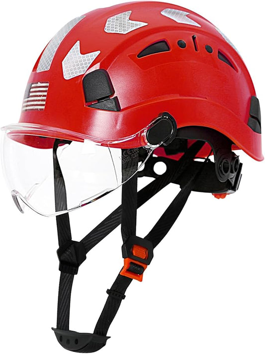 AOLAMEGS Construction Safety Hard Hat - ANSI Z89.1 Type Ι OSHA Approved Safety Helmets with Chin Straps Lightweight Reflective Vented ABS Hard Hats For Men Women Industrial Workwear 6-point Suspension