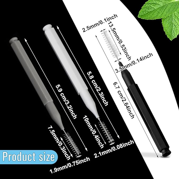 Patelai 50 Pieces Interdental Brush for Cleaner Braces Brush Toothpick Dental Tooth Flossing Head Oral Dental Hygiene Flosser Toothpick Cleaners Tooth Cleaning Tool(Black, White, Gray)