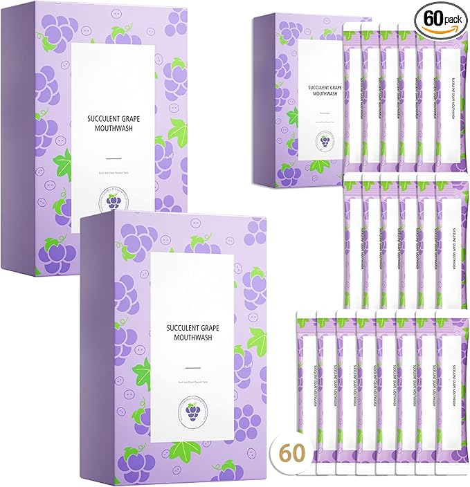 Travel Size Mouthwash,Mini Mouthwash Travel Size Bulk Portable Mouth Wash Set,Individual Small Travel Mouth Wash Packets for Fresh Breath(Pack of 60) A16