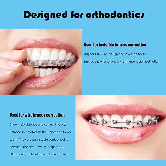 Aligner Chew,8PCS Y-Shaped Chew for Invialign Aligner,Hardness 45°Silicone Orthodontic Munchies Chompers Aligner Trays Seaters (8PCS Mix Flavor)