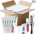 100 Set Personal Care Travel Toiletries Sets Bulk,7-in-1 Disposable Toothbrushes with Toothpaste and Floss,Comb,Soap,Cover,Zip Bag Toiletry Travel Toothbrush Kit for Homeless,Hotel,Charity
