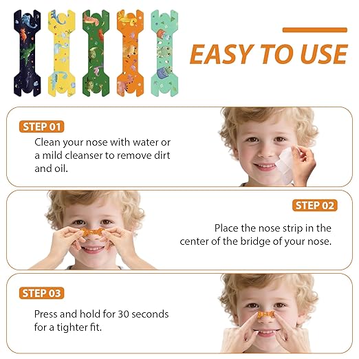 30 Pack Small Size Kids Nasal Strip, Cartoon Pattern 1.73*0.55" Extra Strength Kids Nose Strips for Breathing, Kid Nasal Congestion Relief Nasal Tape, Breathe Snoring Strips Sleep Tape for Children