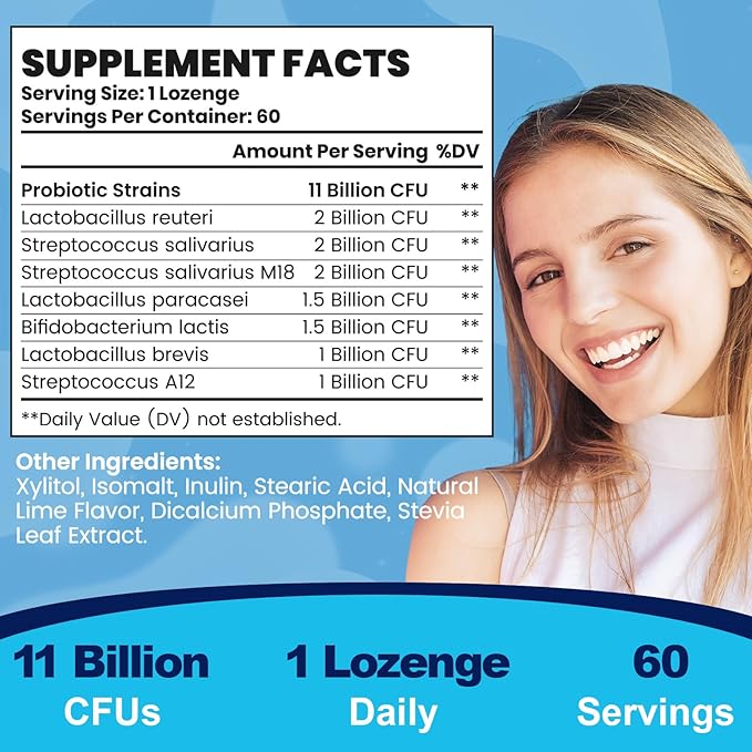 Oral Probiotics for Mouth Bad Breath for Adults 11 Billion CFU, Best Breath Oral Dental Probiotics for Teeth & Gums, Fresh Breath, Halitosis & Gut Health, 10 Packs