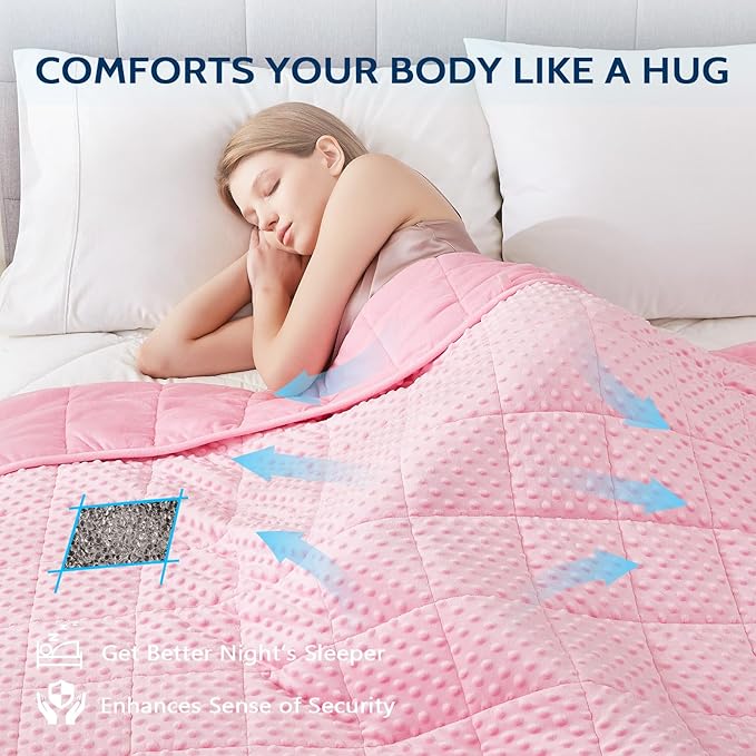 L'AGRATY Weighted Blanket for Adult - 60"x80" 15lbs Minky Dots Heavy Blanket with Glass Beads: Soft Breathable for All-Season Summer Fall Winter Thick Comfort for Sleeping