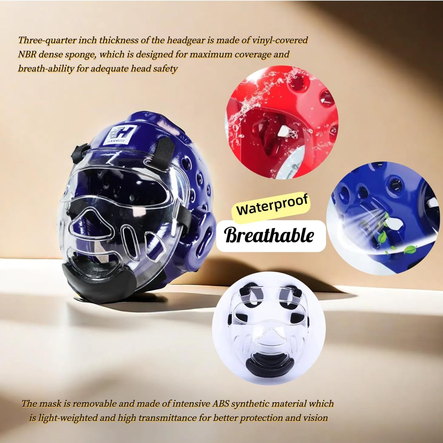 2PC Taekwondo Headgear Karate Headgear with Removable mask for Sparring Partner Muay Thai Taekwondo Karate MMA Training Children Adults