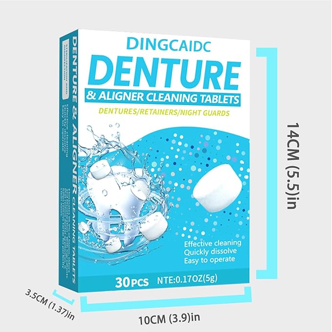 Denture & Aligner Cleaning Tablets, 30 Count, 0.17 oz, For Dentures, Retainers and Night Guards