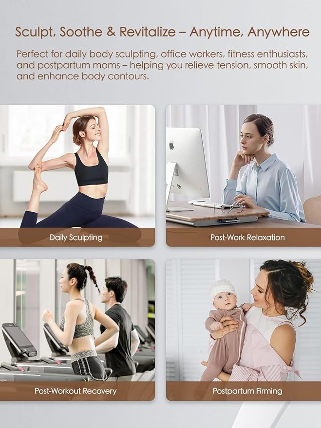 Lymphatic Drainage Massager & Anti Cellulite Massage Tool, Helps Reduce Stretch Marks & Cellulite, for Legs, Arms & Belly, Body Sculpting Machine with Microcurrent, Light, Heat & Vibration,Red