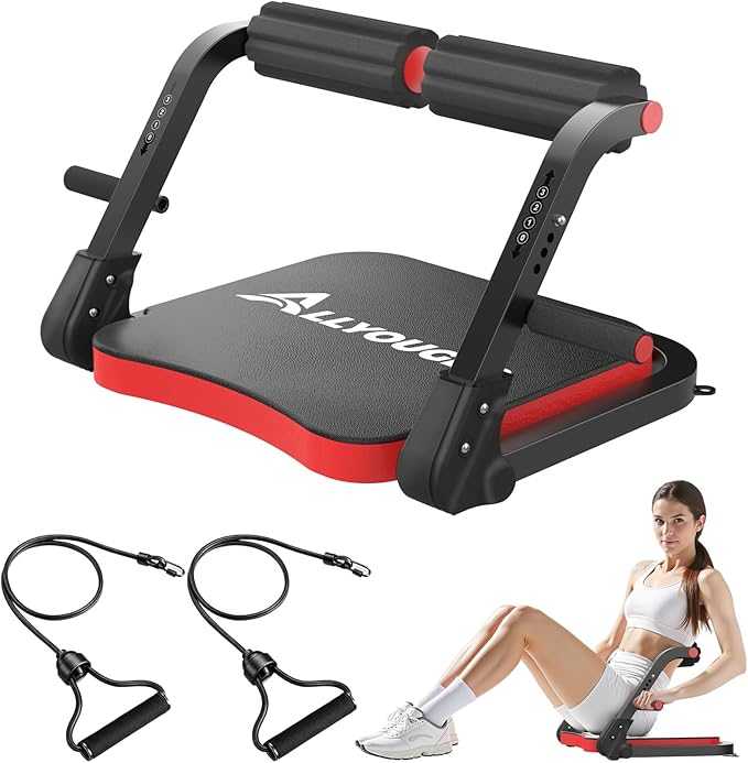 Ab Machine,Sit Up Exercise Equipment& Core Machine, Workout Equipment,Adjustable Ab Trainer with 3 Resistance Levels and Removable Auxiliary Handle,Home Gym Fitness Equipment for All Ages