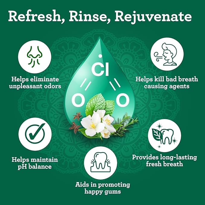 GuruNanda Dual Barrel Breath Harmonizer Mouthwash - Freshens Breath - Alcohol & Fluoride Free with Sodium Chlorite & Essential Oils - Wild Mint Flavor, 3 Pack