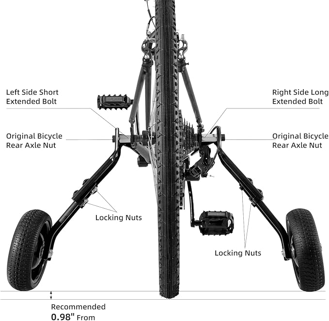 Adjustable Bicycle Training Wheels for Adults, Fit 24" to 28" Bikes, Steel Construction, Black, 1 Pair - Safe and Stable Learning Training Wheels