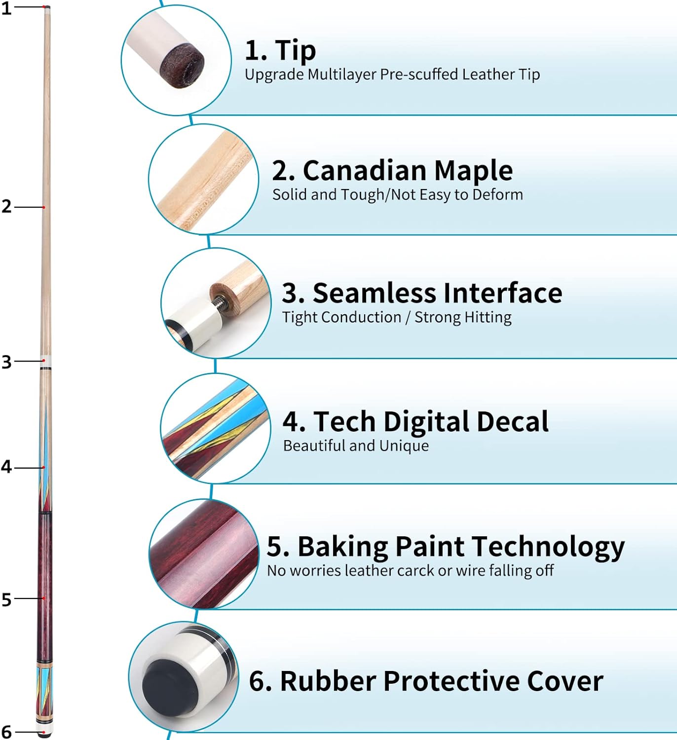 AKLOT Pool Cues,Set of 4 Pool 58" Cue Sticks Canadian Maple Wood Cue Stick for Professional Billiard Players 18 19 20 21 oz