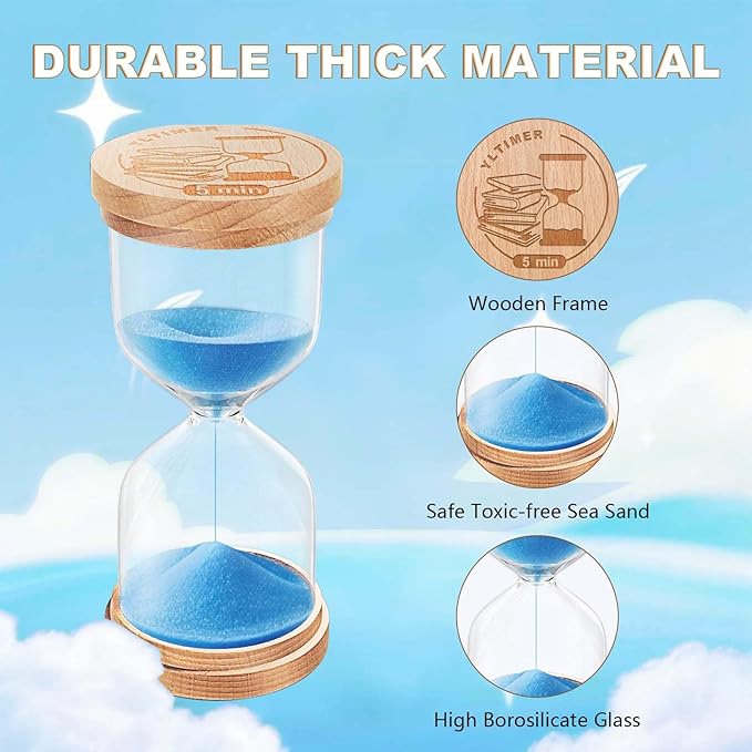 1 Minute Sand Timer, Wooden Sand Clock for Kids, Wood Hourglass, Small Sandglass 1 Min for Classroom,Game,Decorative,Toothbrush (Blue)