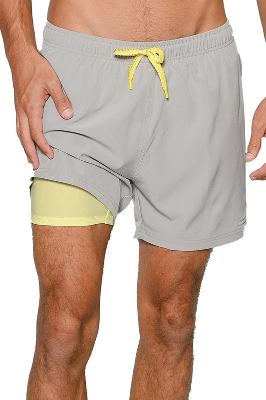 INGEAR Men's Athletic Stretch Workout Shorts Gym Quick Dry Running Trunks Boxer Lining