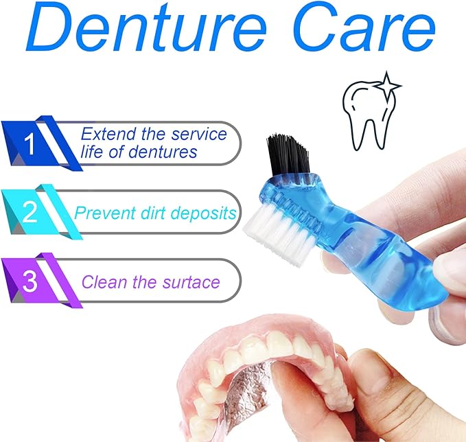 Keedolla Denture Cups for Soaking Dentures, Denture Cleaning Case Retainer Container Mouth Guard Bath Box Holder Case with Brush for Night Guard, Gum Shields and Dental Appliances