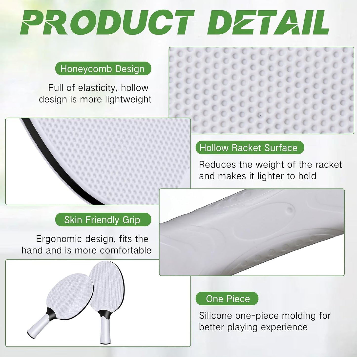 Junkin 8 Pieces Table Tennis Paddles Kit Professional Rackets Set Portable Composite Rubber Table Tennis Racquets with 8 Balls for Indoor and Outdoor