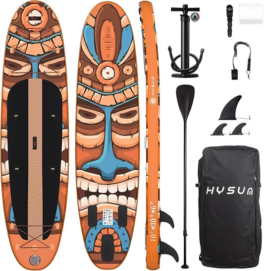 Inflatable Stand Up Paddle Board, 10'x30''x6'' Ultra-Light Paddleboards for All Skill Levels with SUP Accessories, Paddle, Fins, Leash, SUP Pump, Backpack