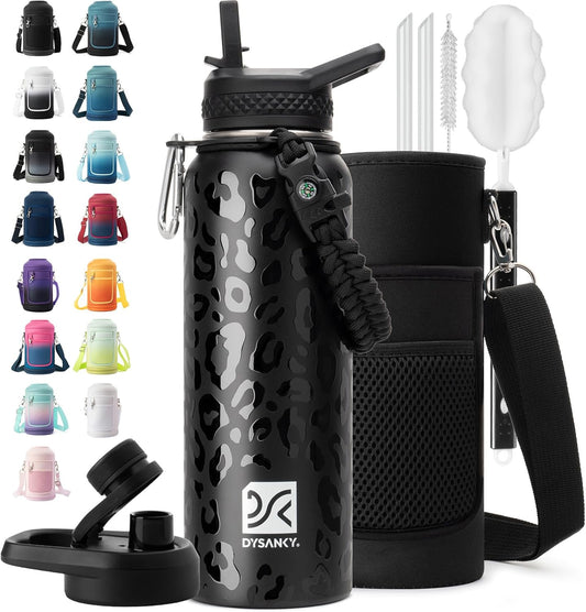 Insulated Water Bottle | Thickened Stainless Steel Vacuum Metal | Portable Sports Water Jug for Gym and Hiking with Straw, Carrier Bag, Handle Strap | BPA-Free 40 oz