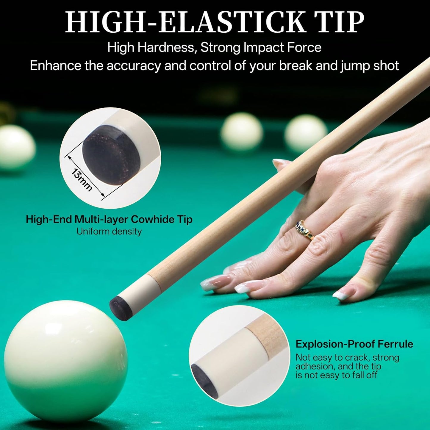 Kmise Pool Cue Stick Set - 58 Inch Pool Cues, 18~21Oz Canadian Maple Professional Billiard Cues Sticks, Pool Sticks for Adults, Multiple Colors, Pool Stick for Bar House Pool Tables Sports