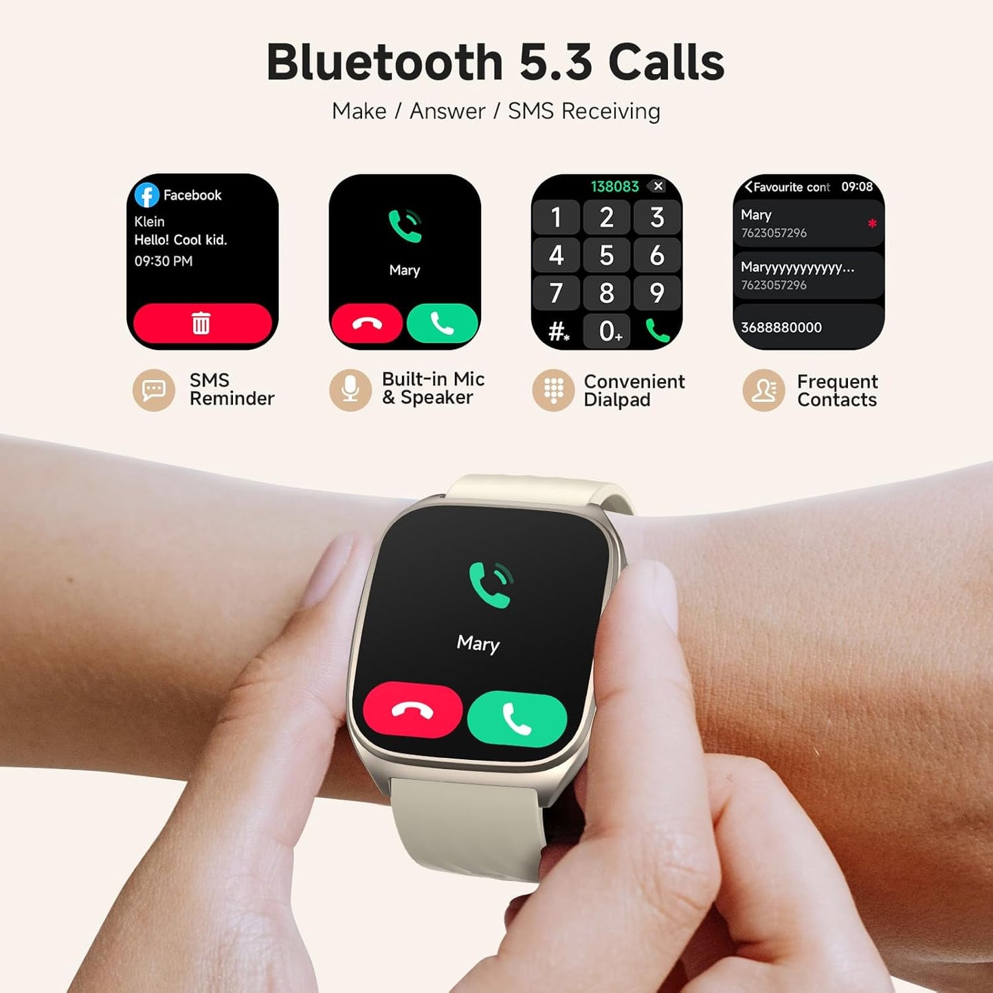 2025 SOUYIE Smart Watch for Men and Women with SOS Emergency Alert, 1.85" AMOLED Fitness Tracker with 100+ Sports Modes, Heart Rate, SpO2, Sleep Monitor, IP68 Waterproof, Compatible Android and iPhone