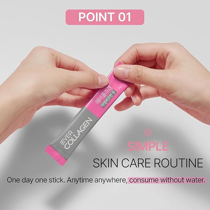 NEWTREE Biotin Cell Low Molecular Weight Marine Collagen Peptides Powder Packet, Protein Powder Supplement for Skin Hair Nail, Travel Packs - Taking Without Water, 30 Sticks