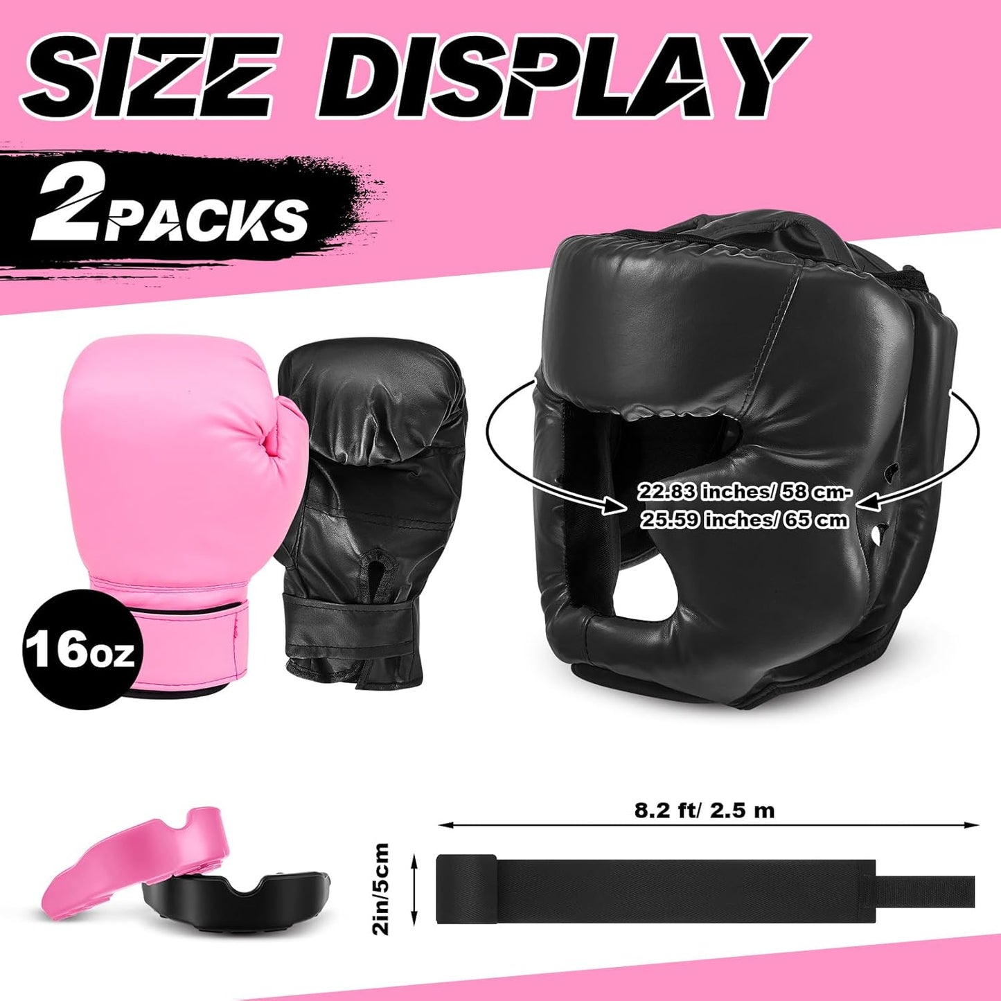 Kanayu 14 Pcs Boxing Set Including 2 Pair of 16 oz Boxing Gloves Headgear Helmet and Hand Wraps Mouth Guards Gifts for Adults Youth Beginners Training Equipment