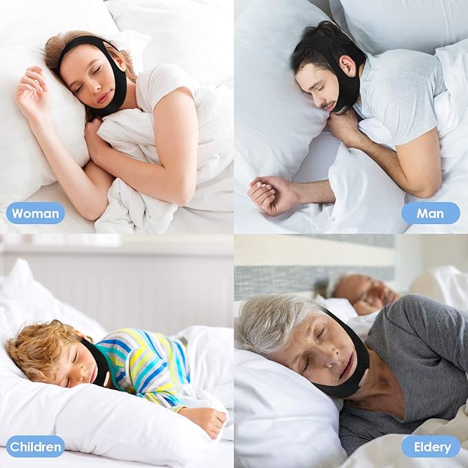 Chin Strap for Sleeping,Anti Snoring Chin Strap for CPAP Users,Don't Fade,Adjustable and Breathable Chin Strap-Keep Mouth Closed for Effectively Reduce Snoring,Skin-Friendly Comfortable Sleeping (1)