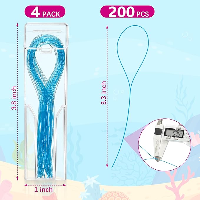 Preteen Kids Floss Threaders, Deep Clean Orthodontic Threader Floss for Braces, Bridges, and Implants 200PCS (4Pack)