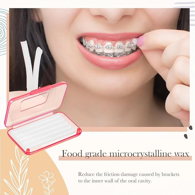 Geiserailie 20 Pack Braces Wax for Teeth New Flavored Dental Orthodontic Wax with Applicator Scraper for Braces Wearer, Oral Appliances, Aligners Patients, Fruit floral Flavors