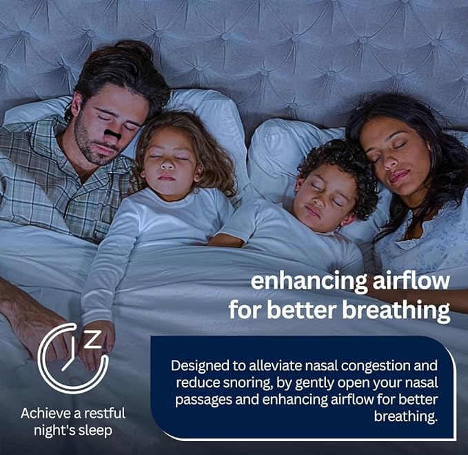 Nasal Strips for Better Breathing, 60 Count Strong Hold Nose Strips for Day & Night Use, Sweat Resistant, Comfortable Fit, Helps Reduce Snoring Sounds & Support Clear Breathing