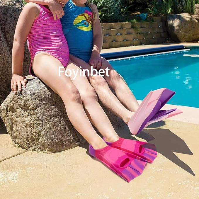 Kids Swim Fins,Short Kids Fins Youth Swimming Flippers for Lap Swimming Training for Children Girls Boys Beginners