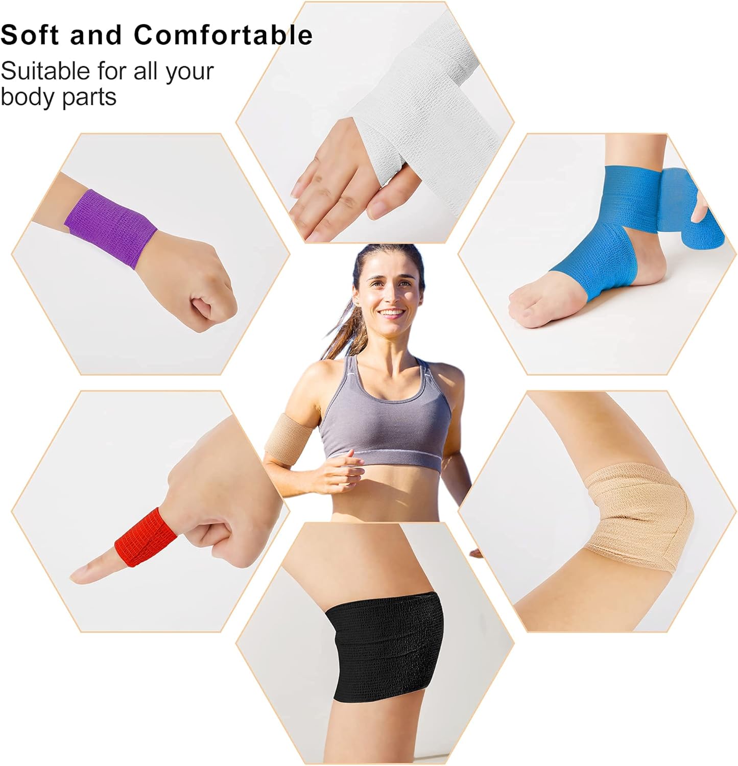 Adhesive Bandages 5cm x 4.5m, 12 Pack Self Adhesive Bandages *Bandages for First Aid, Sports Protection and Wrists, Ankle Sprains, and * (Blend) (Mix)