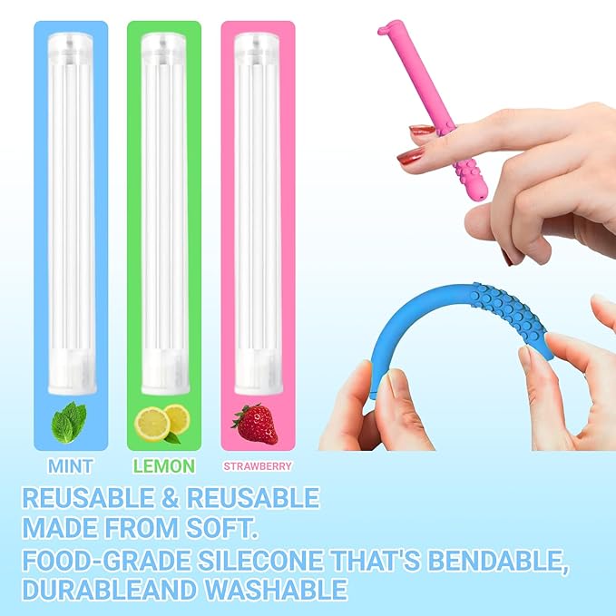 3Pcs Essential Oil Breath Stick for Fresh Breath – Reusable Aromatherapy Breath Stick with 9 Replacement Cores, Portable for Travel, Office（Green）