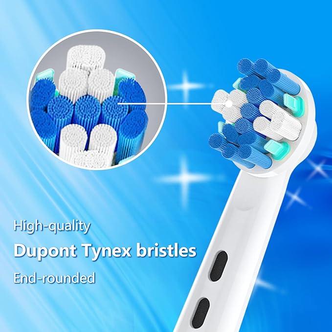Replacement Toothbrush Heads Fit for Oral B Electric Toothbrushes, 8pcs, Round Brush Head for FlossAction, Repuesto for Braun Type 3756 3757 3744 3765 4729 4739