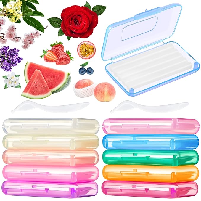 Geiserailie 10 Pack Braces Wax for Teeth New Flavored Dental Orthodontic Wax with Applicator Scraper for Braces Wearer, Oral Appliances, Aligners Patients, Fruit Floral Flavors