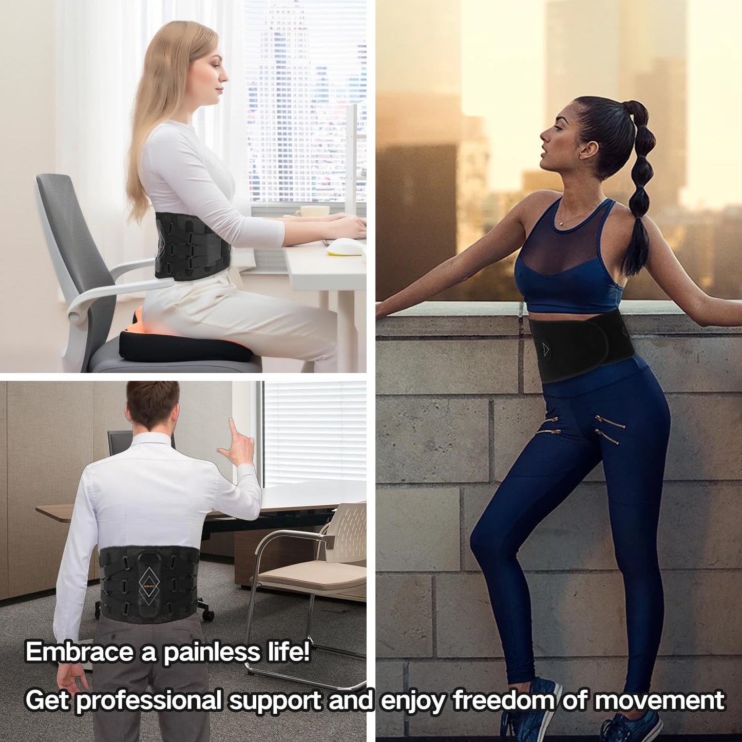 M1-beifen Back Brace for Lower Back Pain Relief, Three-Adjustable Elastic System, 7X Lumbar Support Belt for Men/Women, Ergonomic and Breathable Lumbar Pad for Herniated Disc, Sciatica