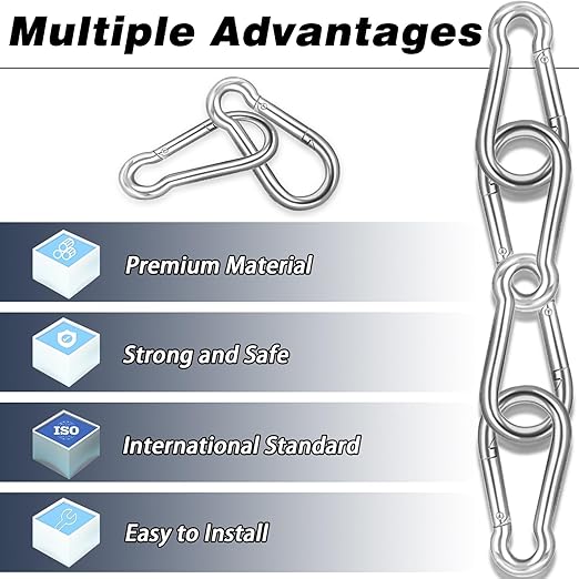 200PCS 2.36'' Spring Snap Hook, M6 1/4Inch Galvanized Silver Steel Carabiner Clip, Small Carabiner Clip 260LBS Holding Capacity Quick Link Clip Keychain for Hammock Dog Leash & Camping Gym
