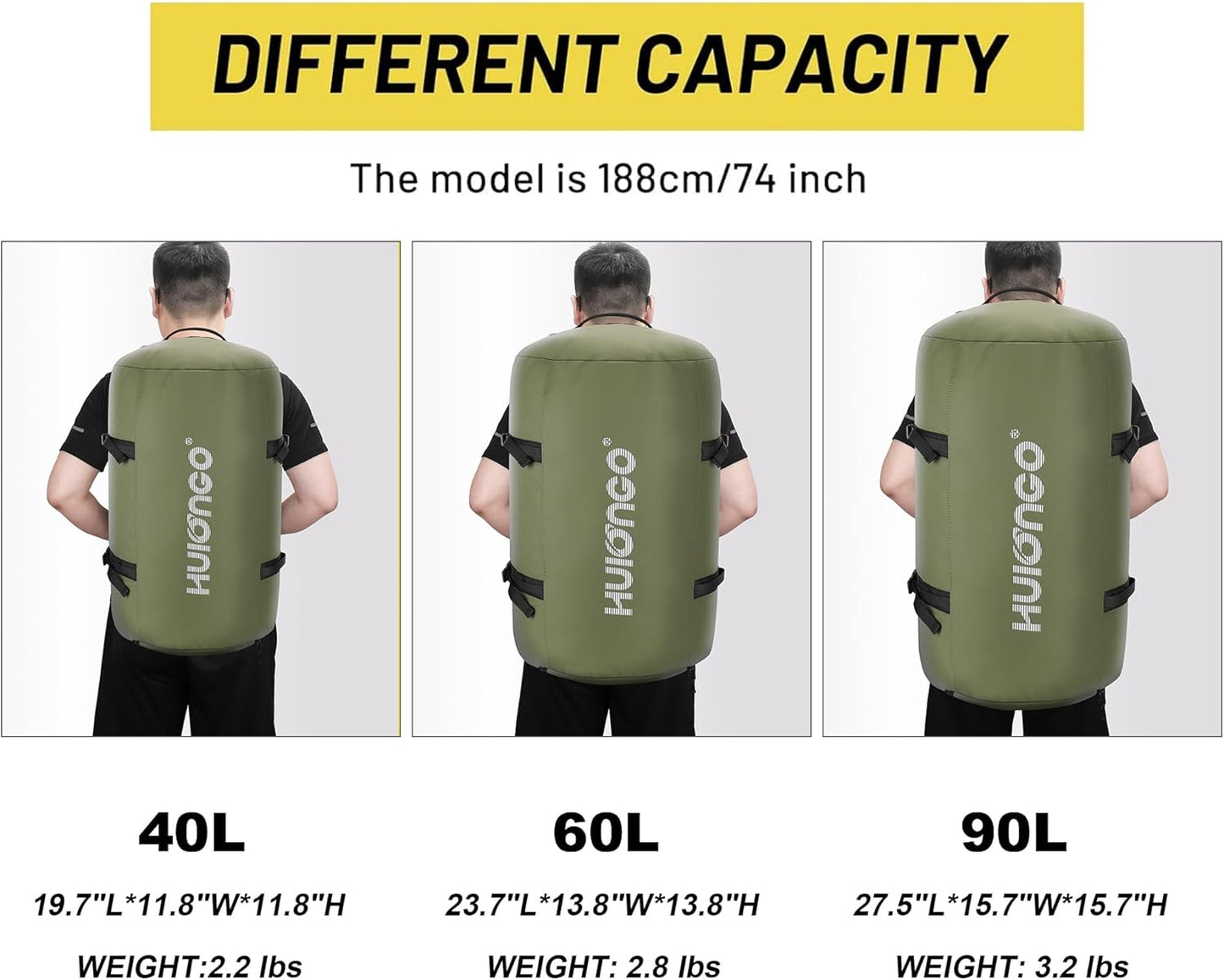 40L/60L/90L Large Waterproof Duffle Bag Backpack for Men, Mens Duffel Backpack Bags for Traveling, Heavy Duty (Green, 90l)