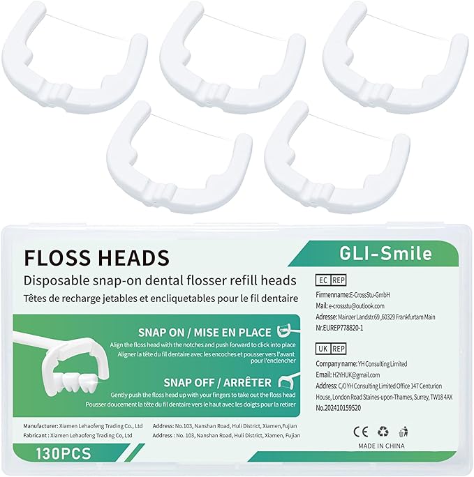 Ultraclean Access Flosser Refill Heads, Effective Plaque Removal for Proper Oral Care & Hygiene, Durable Flosser Refill Heads, PFAS Free, 130ct