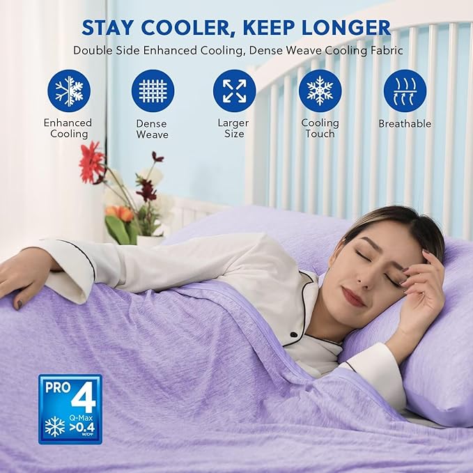 HOMFINE Cooling Blankets for Hot Sleepers - Summer Blanket Thin Lightweight Breathable Soft Double Side Enhanced Cooling for Bed Couch Sofa, Keep Cool for Night Sweats (Purple, 60 x 80 inches)