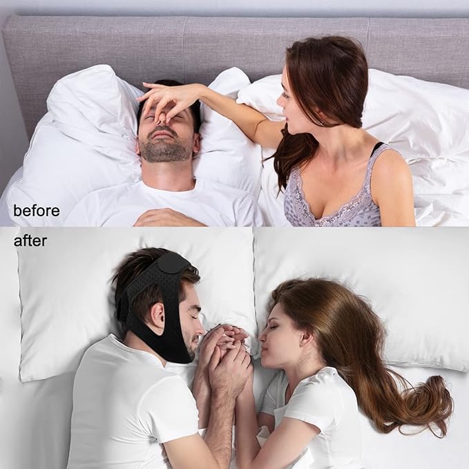 Chin Strap for Snoring Snore Chin Strap for Men & Women Comfortable Jaw Support Snoring Solution Adjustable Effective Snoring Sleep Device Reducing Aid for Women and Men (Medium)