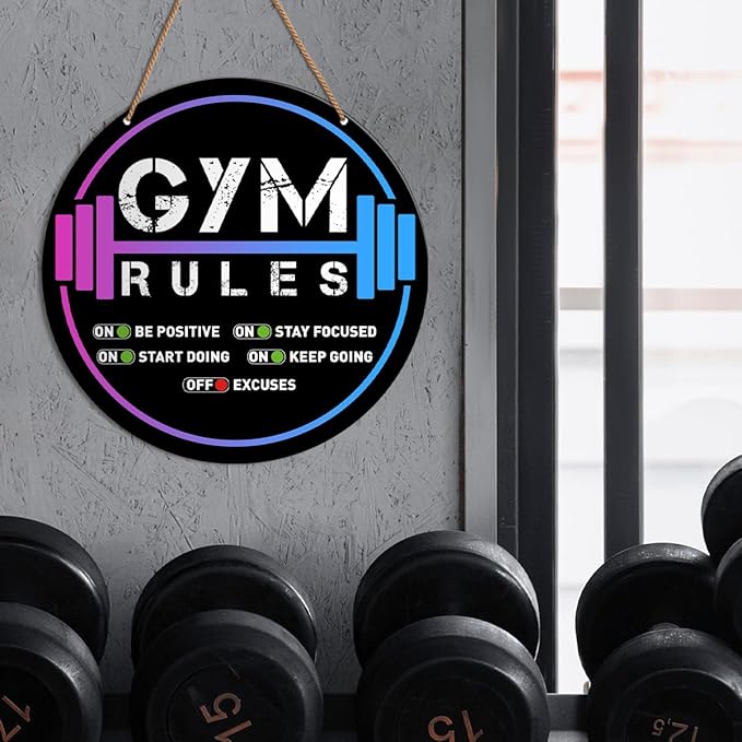 HSNBT Gym Signs Wall Decor, Home Gym Motivational Wall Decor Gym Hanging Signs Decorations for Fitness Workout Room Gift for Woman Man Gym Enthusiast, Gym Rules