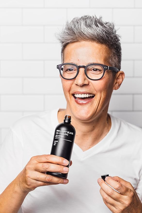 Terra & Co.® Brilliant Black® Oil Pulling Mouthwash | Natural Oil Rinse with Vitamin E for Strong Gums & Healthy Teeth | Fluoride-Free, Made in USA | 6.75 oz