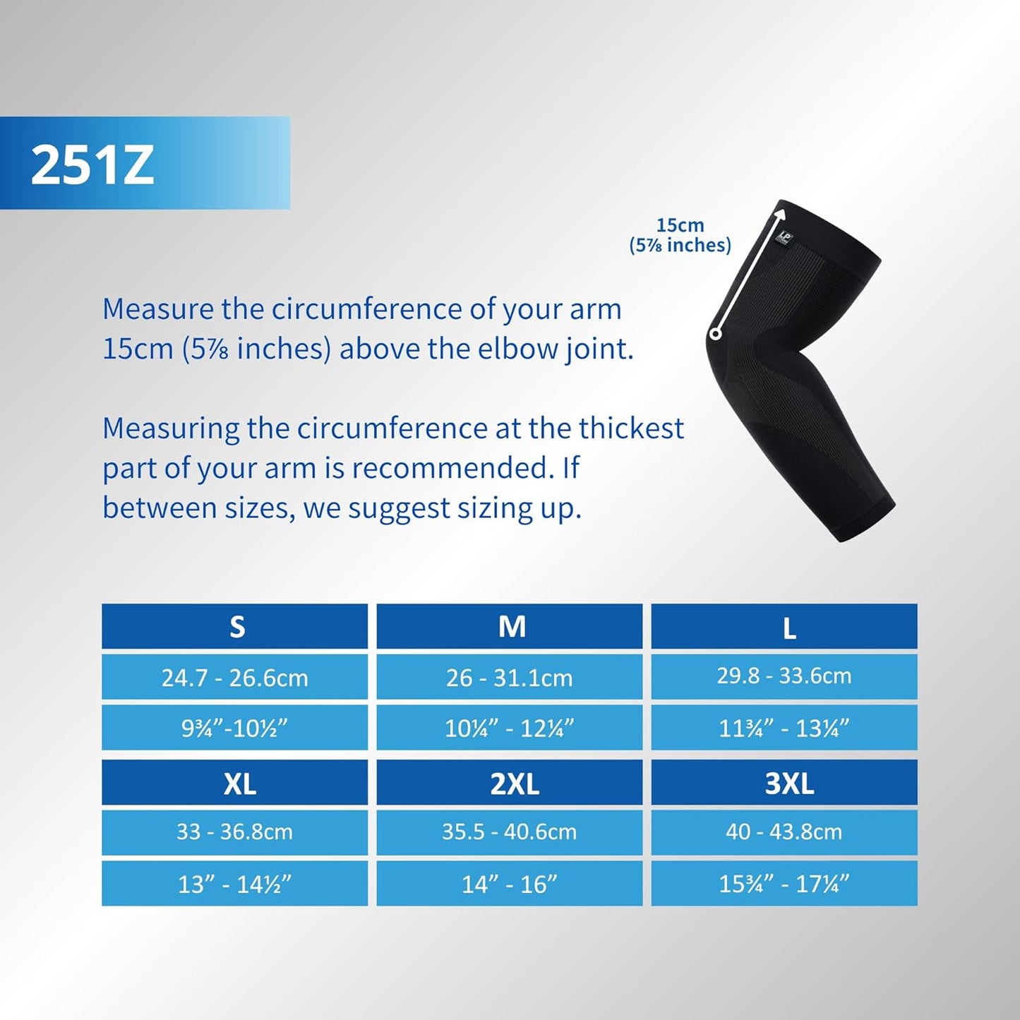 LP SUPPORT 251Z Compression Arm Sleeve for Men/Women/Youth Athletes, Tendonitis, Arthritis, Workout, Fitness, Basketball