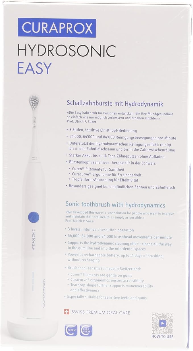 Curaprox Hydrosonic Easy Sonic Toothbrush – for Daily Gum Care and Plaque Control | Simple, Effective, Reliable | One Brush Head