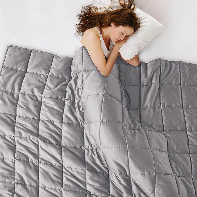 L'AGRATY Weighted Blanket - 88"x104" 25lbs Cooling Breathable Heavy Blanket Microfiber Material with Glass Beads for Adult All-Season Summer Fall Winter Soft Thick Comfort