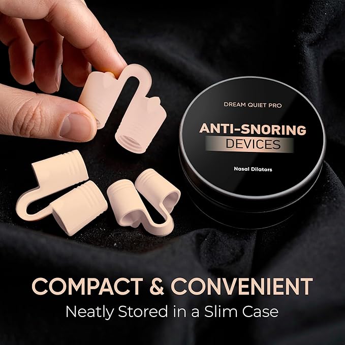 Anti Snoring Devices – Nasal Dilators - Nose Clips for Snore Relief & Better Sleep – Comfortable Silicone Snore Stopper – Anti Snoring Nose Vents – 8 Pack + Travel Case