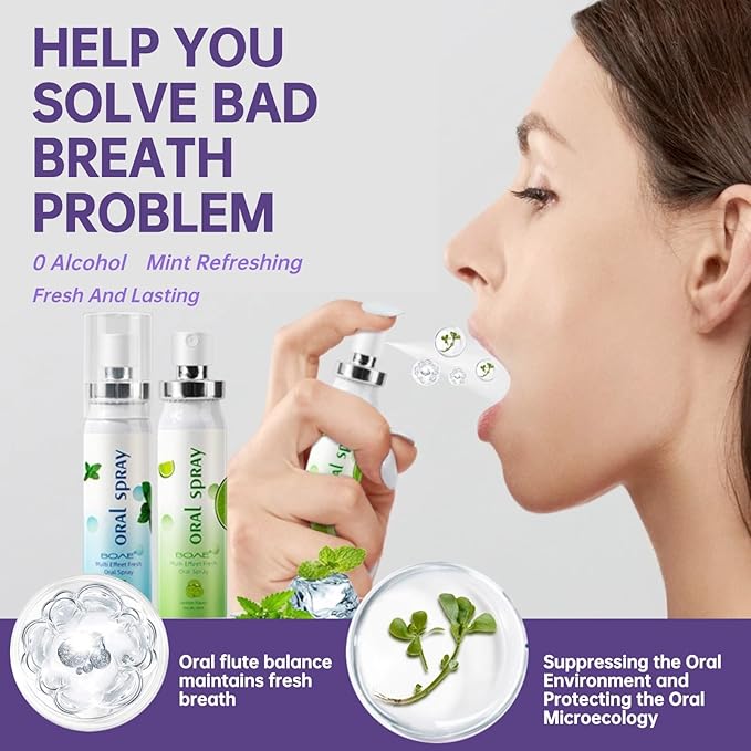 3 Count Fruit Mint Mouth Spray, Breath Spray for Adults, Bad Breath Treatment Oral Breath Spray, Breath Freshener for Bad Breath Mouth Spray, Dry Mouth Spray, (0.7OZ/20ML)