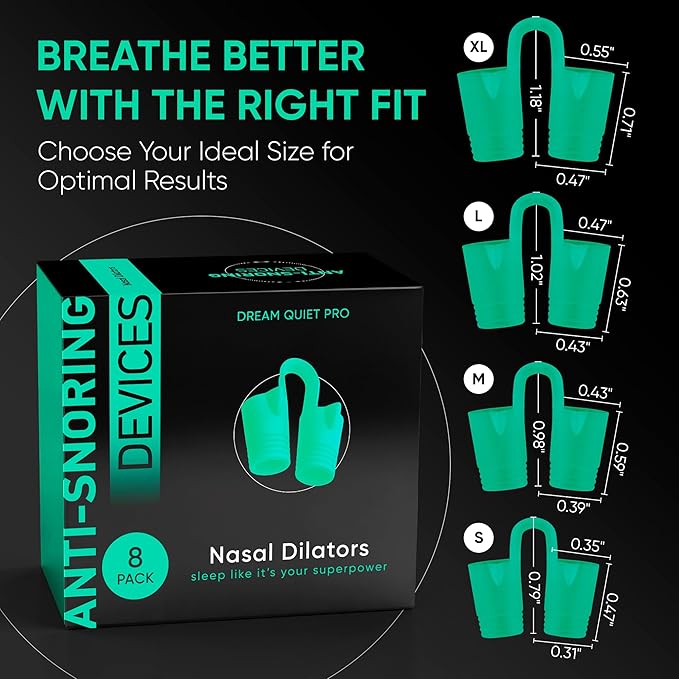 Anti Snoring Devices – Nasal Dilators - Nose Clips for Snore Relief & Better Sleep – Comfortable Silicone Snore Stopper – Anti Snoring Nose Vents – 8 Pack