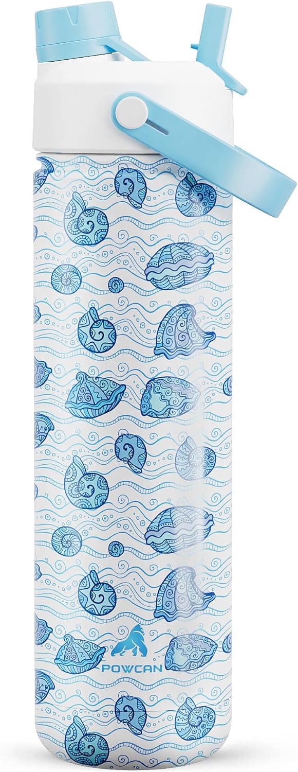 26 oz Insulated Water Bottle with 2-in-1 Straw and Spout Lid, Keep Cold 24H, Leak-Proof, Fits in Car Cup Holder, Stainless Steel Water Bottle for Sports, Travel, Gym, and School (Tidal Echo)